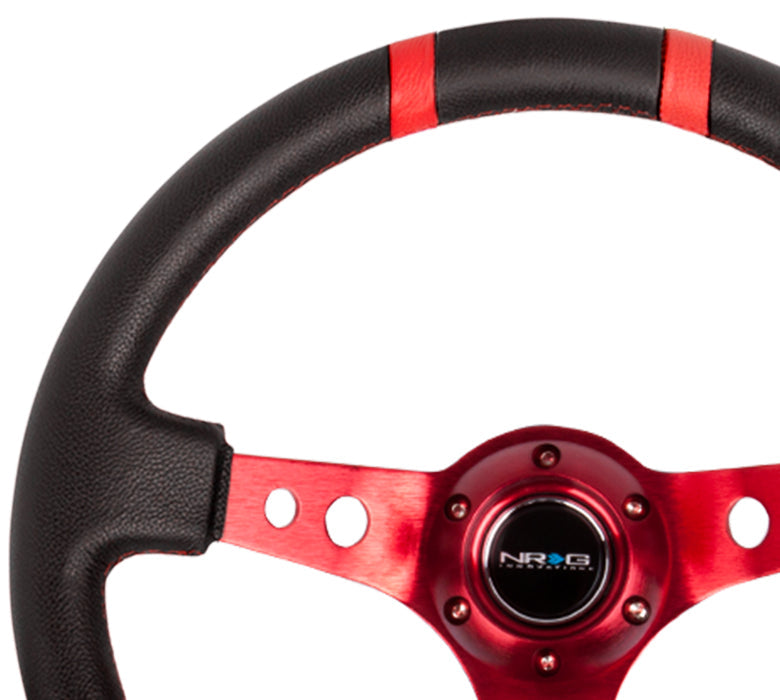 350mm 3 in. Deep Dish Leather Grip Steering Wheel - RST-016R-RD