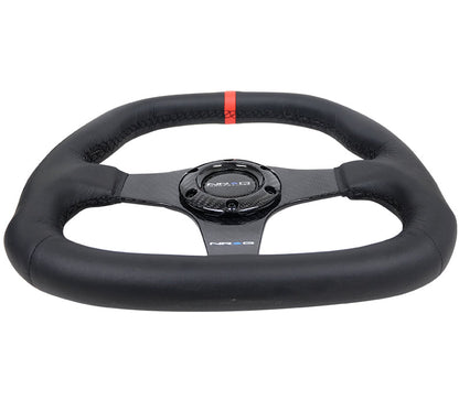 320mm Flat Bottom Leather Grip Carbon Fiber Steering Wheel - ST-019CF-R