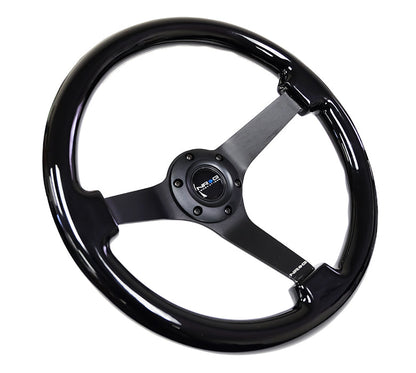 350mm Vintage Black Wood Grain Grip Steering Wheel - RST-036BK-BK