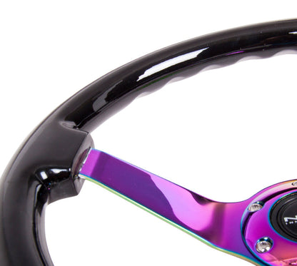 350mm Vintage Black Wood Grain Grip Steering Wheel - RST-036BK-MC