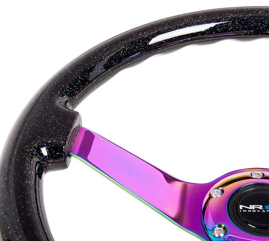 350mm Sparkle Flake Wood Grain Steering Wheel - RST-036BSB-MC