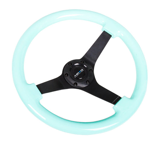 350mm 3 in. Deep Dish Mint Fresh Wood Grain Steering Wheel - RST-036MF-BK