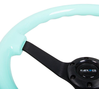 350mm 3 in. Deep Dish Mint Fresh Wood Grain Steering Wheel - RST-036MF-BK