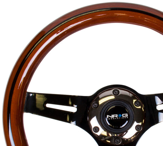 310mm Dark Wood Grain Grip Steering Wheel - ST-310BRB-BK