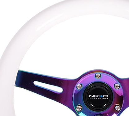 310mm Neochrome Spoke White Wood Grian Steering Wheel - ST-310WT-MC