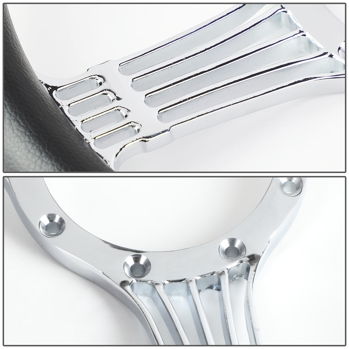 343mm 2.25 in. Deep Dish Banjo Style Leather Grip Steering Wheel