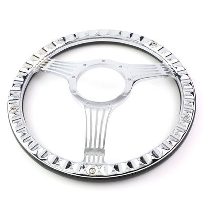 343mm 2.25 in. Deep Dish Banjo Style Leather Grip Steering Wheel