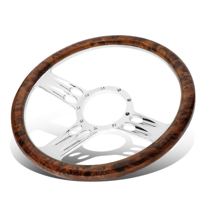 343mm 2.25 in. Deep Dish Banjo Style Leather Grip Steering Wheel
