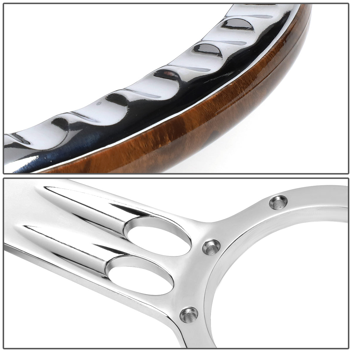 343mm 2.25 in. Deep Dish Banjo Style Wood Grain Grip Steering Wheel