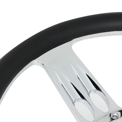 343mm 2.25 in. Deep Dish Banjo Style Leather Handle Steering Wheel