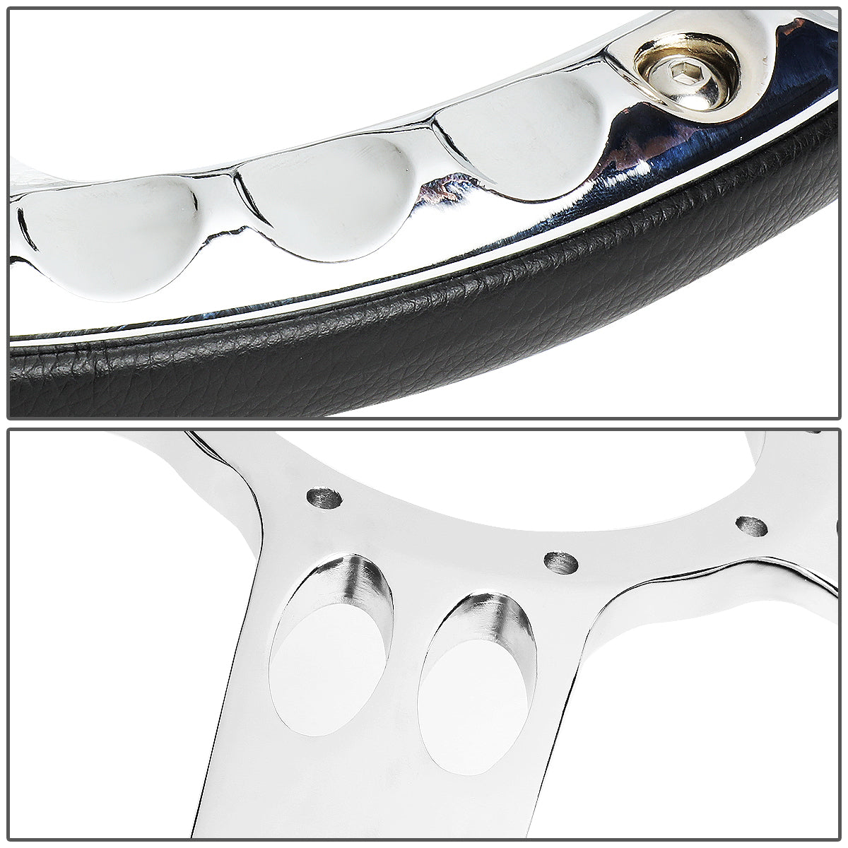 343mm 2.25 in. Deep Dish Banjo Style Leather Handle Steering Wheel