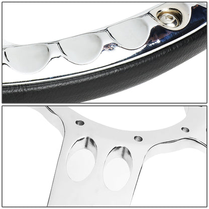 343mm 2.25 in. Deep Dish Banjo Style Leather Handle Steering Wheel