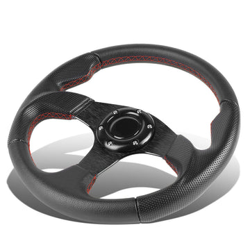 320mm Aluminum Spoke Vinyl Leather Grip Steering Wheel