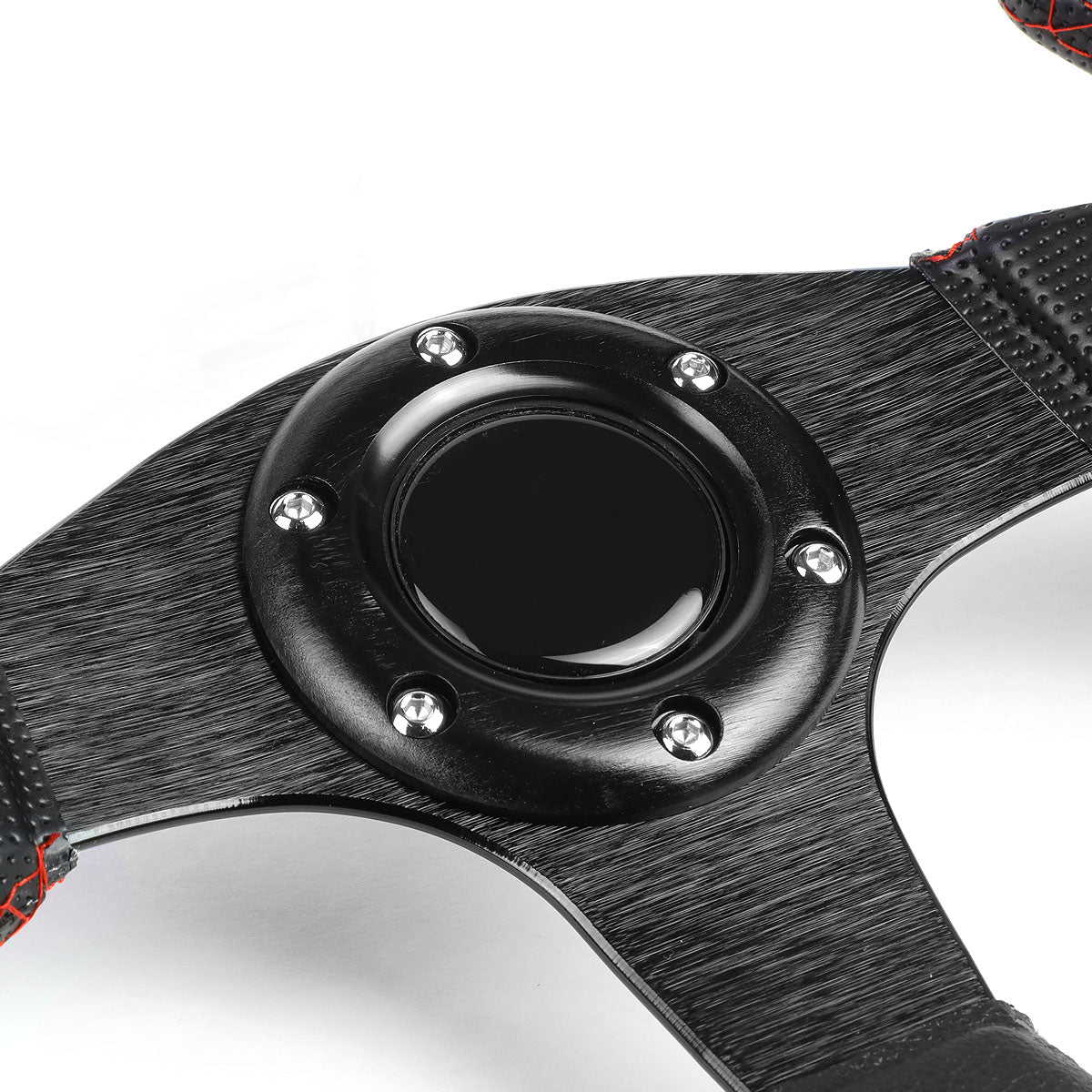320mm Aluminum Spoke Vinyl Leather Grip Steering Wheel