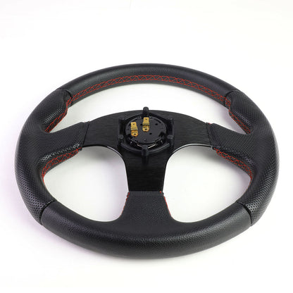 320mm Aluminum Spoke Vinyl Leather Grip Steering Wheel