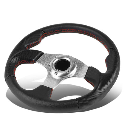 320mm Aluminum Spoke Vinyl Leather Grip Steering Wheel