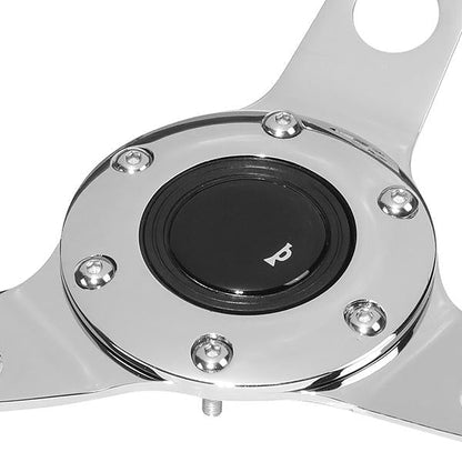 14 in. Classic Style Wood Grain Steering Wheel - Stainless Steel Spokes