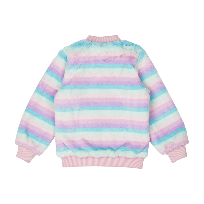PASTEL STRIPE FAUX FUR JACKET