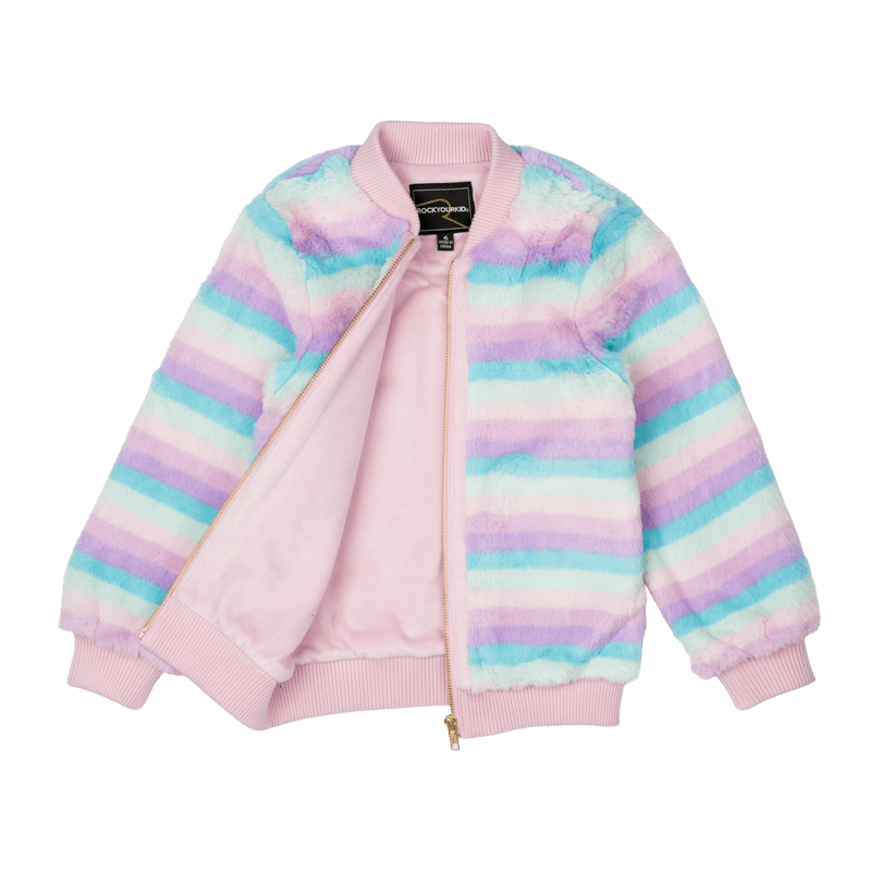 PASTEL STRIPE FAUX FUR JACKET