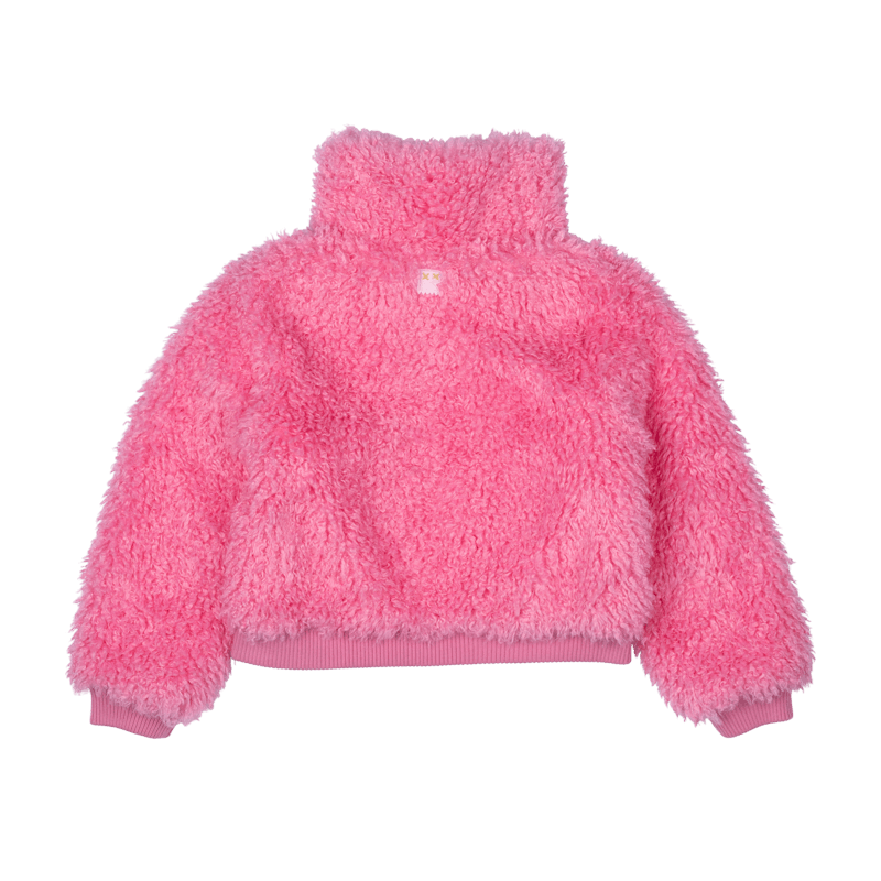 PINK FAUX SHERPA BOMBER JACKET