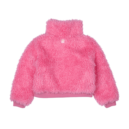 PINK FAUX SHERPA BOMBER JACKET