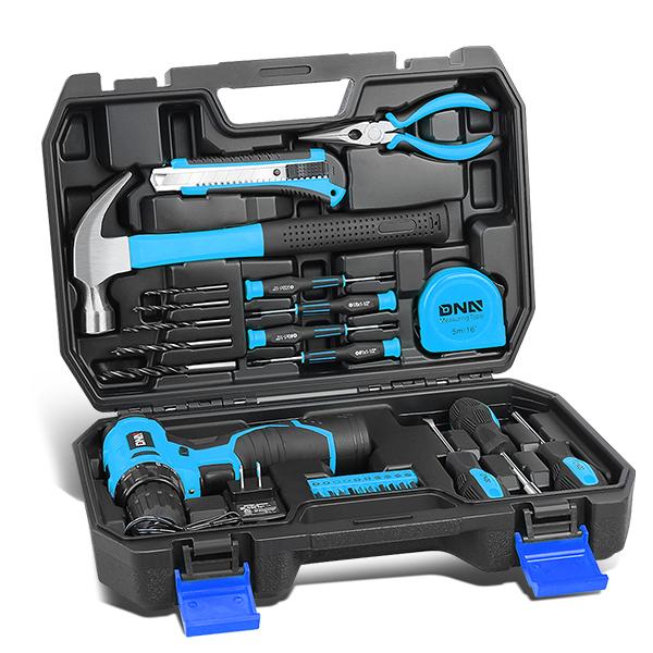 27 Pieces Household Hand Tool Kit with Toolbox [A Variety of Color Options]