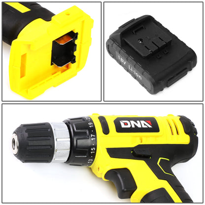 46 Pieces Household Hand Tool Kit with Cordless Drill + Portable Toolbox [A Variety of Color Options]