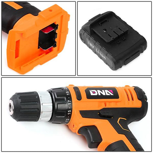 46 Pieces Household Hand Tool Kit with Cordless Drill + Portable Toolbox [A Variety of Color Options]