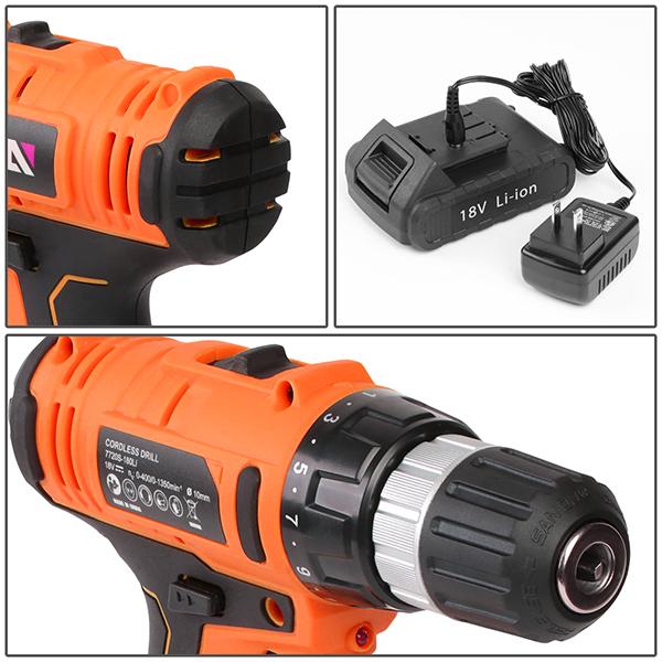 46 Pieces Household Hand Tool Kit with Cordless Drill + Portable Toolbox [A Variety of Color Options]
