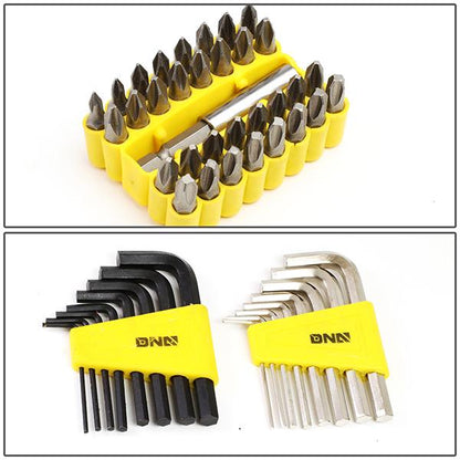 220 Pcs Mechanic Repair Tool Kit Metric Wrenchess/ Sockets/ Screwdriver Bit Set - Yellow