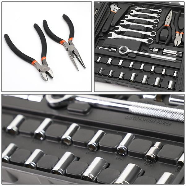 160 Pcs Auto/ Home Hand Tool Kit - Wrenches Pliers Ratchets Sockets w/ Toolbox [A Variety of Color Options]