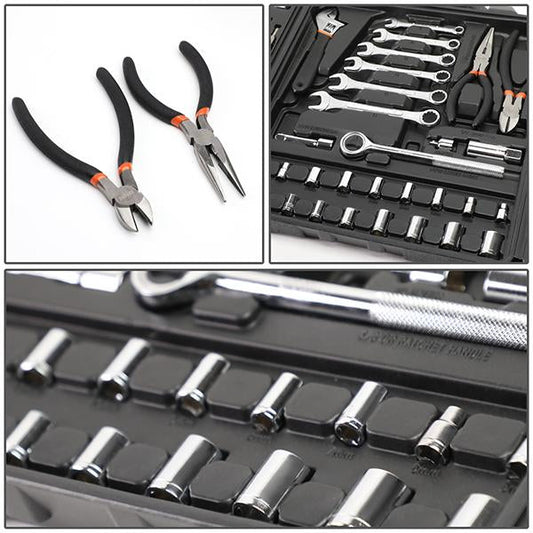 160 Pcs Auto/ Home Hand Tool Kit - Wrenches Pliers Ratchets Sockets w/ Toolbox [A Variety of Color Options]