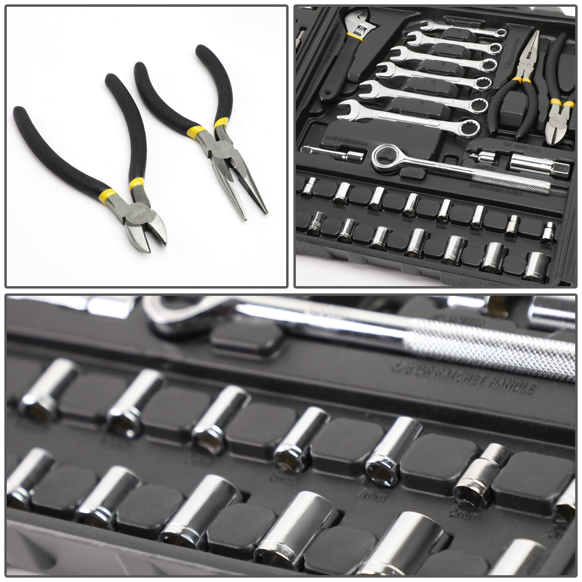 160 Pcs Auto/ Home Hand Tool Kit - Wrenches Pliers Ratchets Sockets w/ Toolbox [A Variety of Color Options]