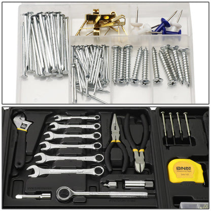 160 Pcs Auto/ Home Hand Tool Kit - Wrenches Pliers Ratchets Sockets w/ Toolbox [A Variety of Color Options]