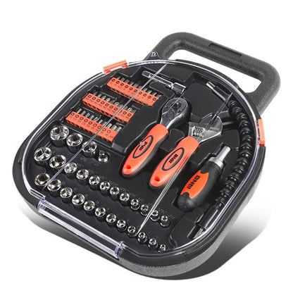 64 Pcs Hand Tool Kit - Adjustable Wrench Bit Screwdriver 11 in. Flexible Extension [A Variety of Color Options]