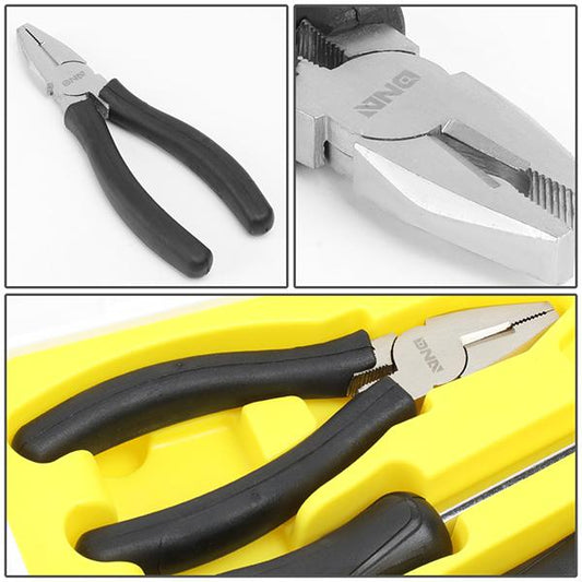 17 Pcs Repair Hand Tool Kit - Hammer Adjustable Wrench Plier Screwdriver Bits - Yellow