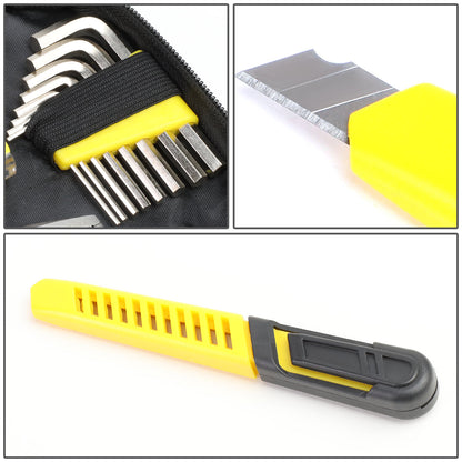 16 Pcs Hand Tool Kit - Plier Adjustable Wrench Magnetic Level Tape Measure [A Variety of Color Options]