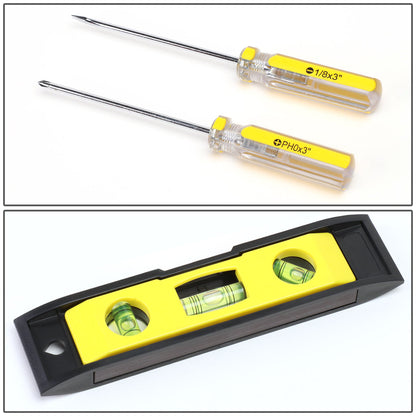 16 Pcs Hand Tool Kit - Plier Adjustable Wrench Magnetic Level Tape Measure [A Variety of Color Options]