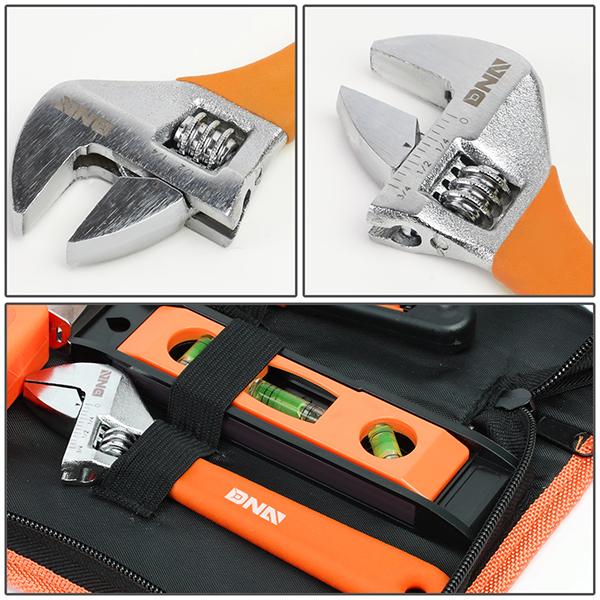 16 Pcs Hand Tool Kit - Plier Adjustable Wrench Magnetic Level Tape Measure [A Variety of Color Options]
