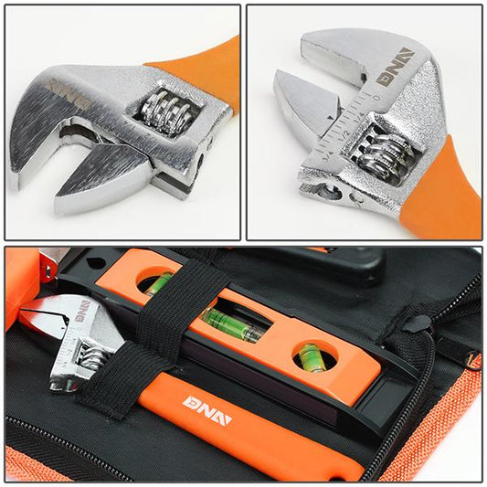 16 Pcs Hand Tool Kit - Plier Adjustable Wrench Magnetic Level Tape Measure [A Variety of Color Options]