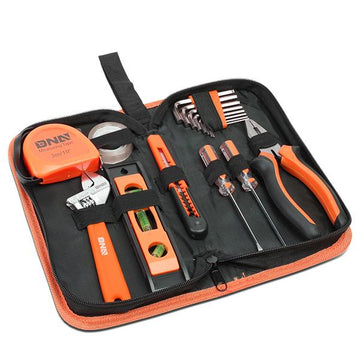 16 Pcs Hand Tool Kit - Plier Adjustable Wrench Magnetic Level Tape Measure [A Variety of Color Options]