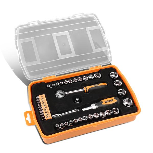 41 Pieces Household Hand Tool Kit with Toolbox - Orange