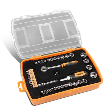 41 Pieces Household Hand Tool Kit with Toolbox - Orange