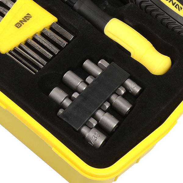51 Pcs Repair Hand Tool Combination Kit Screwdriver/ Bit Set/ SAE Hex Keys/ Sockets