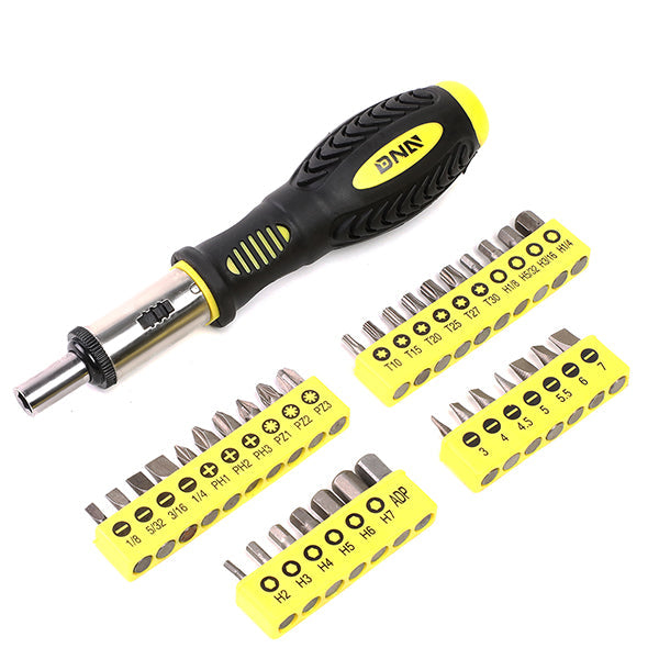 51 Pcs Repair Hand Tool Combination Kit Screwdriver/ Bit Set/ SAE Hex Keys/ Sockets