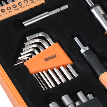 51 Pcs Repair Hand Tool Combination Kit Screwdriver/ Bit Set/ SAE Hex Keys/ Sockets