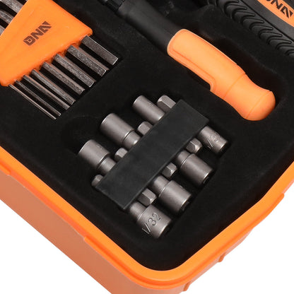 51 Pcs Repair Hand Tool Combination Kit Screwdriver/ Bit Set/ SAE Hex Keys/ Sockets