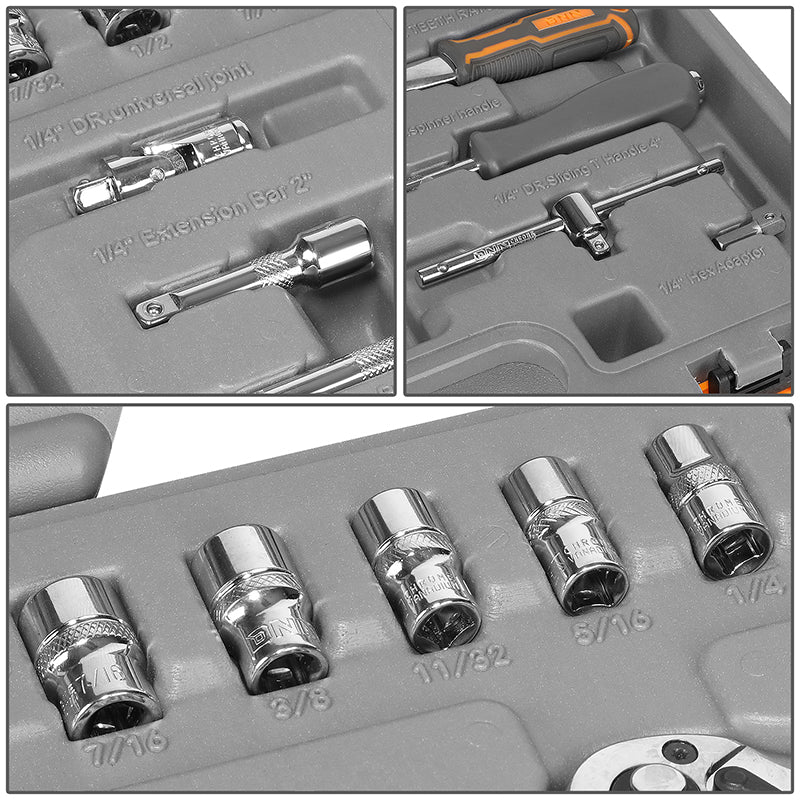 42pcs 1/4 in. Drive Sockets & Ratchet Tool Set