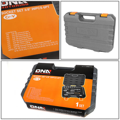 26pcs 3/8 in. Drive Sockets & Ratchet Tool Set