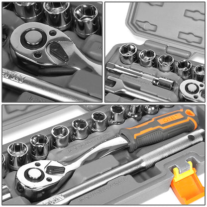 17pcs 1/2 in. Drive Sockets & Ratchet Tool Set